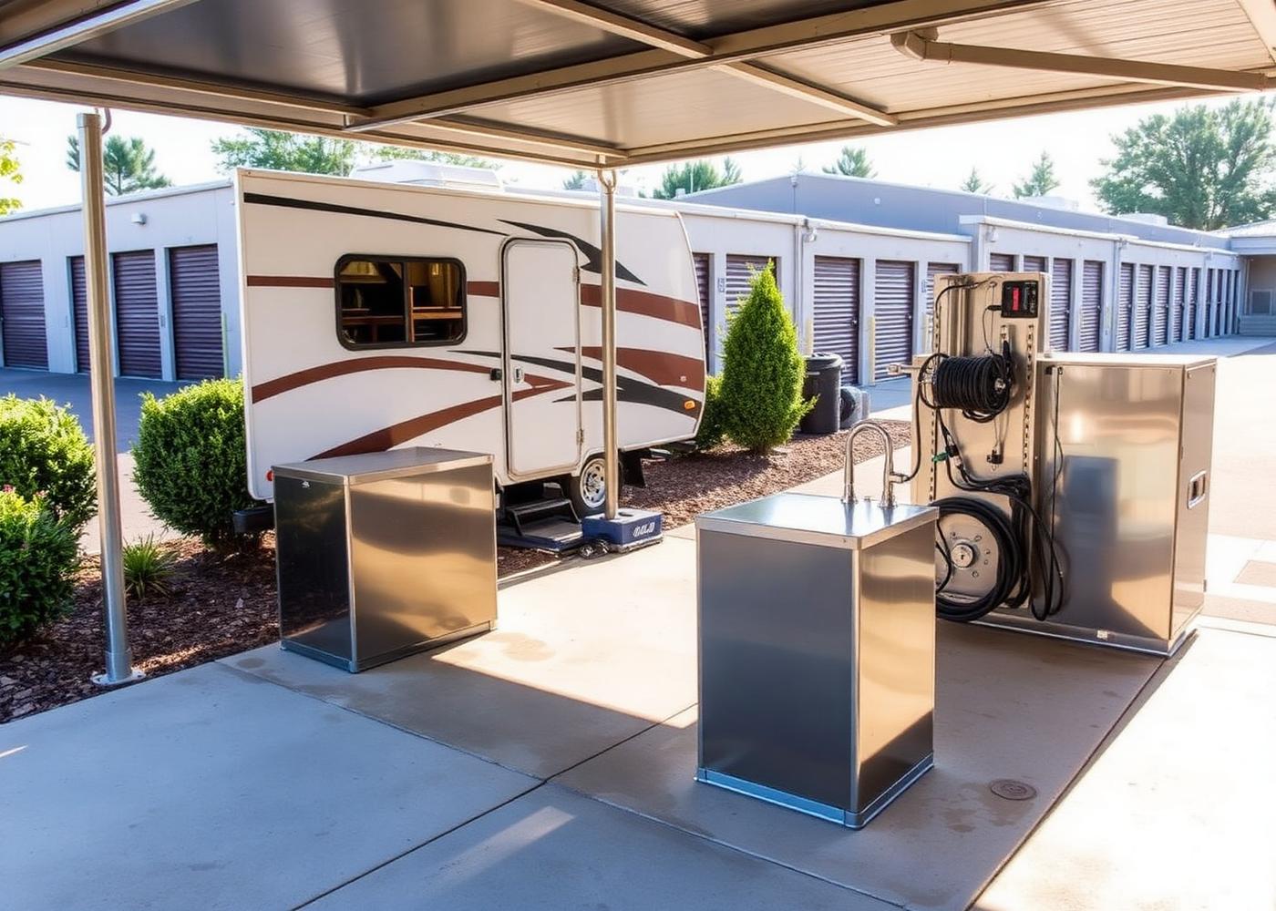 RV wash station and utility area